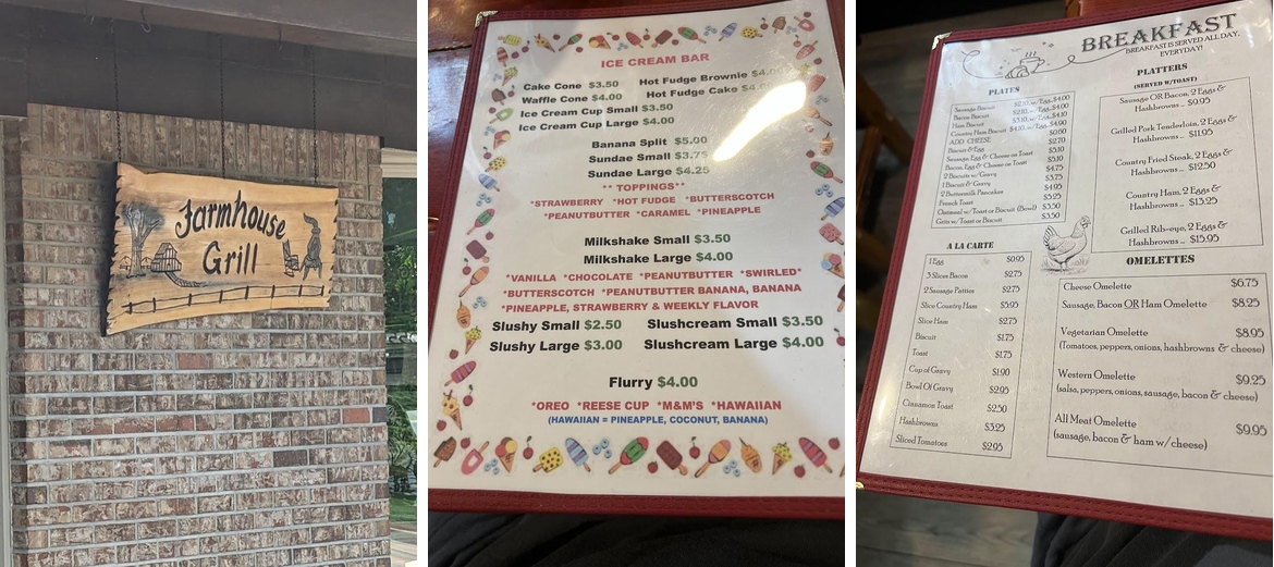 Farm House Grill Menu